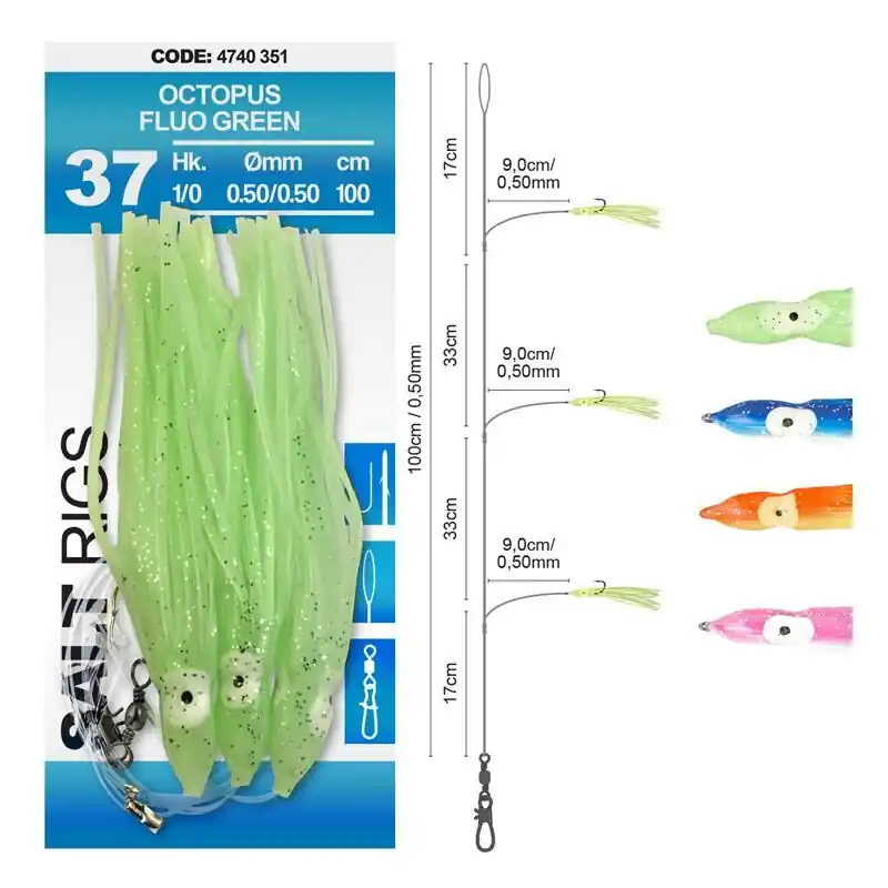 Spro Salt Rig #37 100cm Octopus 3/0 Blue White Meest Verkocht