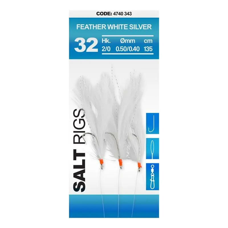 Spro Salt Rig #32 135cm Feather White Silver 2/0 Uitverkoop