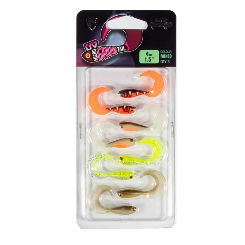 Fox Rage Micro Grub UV Mixed Colour Pack 4cm Nu Kopen