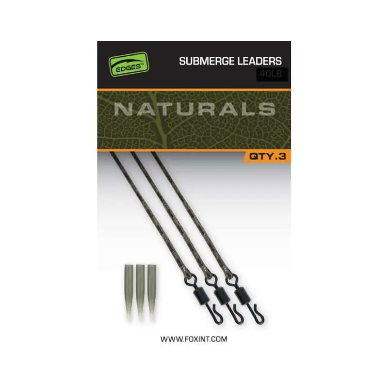 Fox Edges Naturals Submerge Leaders 40lb Beperkt Aanbod
