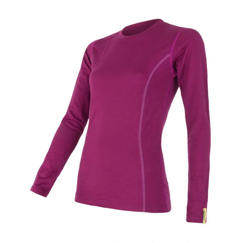 Dames t-shirt SENSOR Merino Actief dl. mouw purper S Uitverkoop