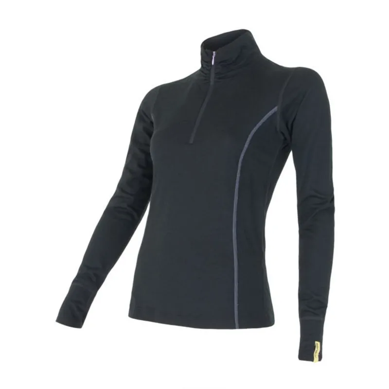 Fabrieksprijs Dames t-shirt SENSOR Merino Actief dl. mouw stellage rits zwart S