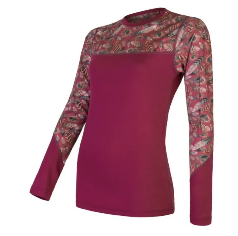 Dames t-shirt Sensor Merino Indruk maken paarse veer S Fabrieksprijs