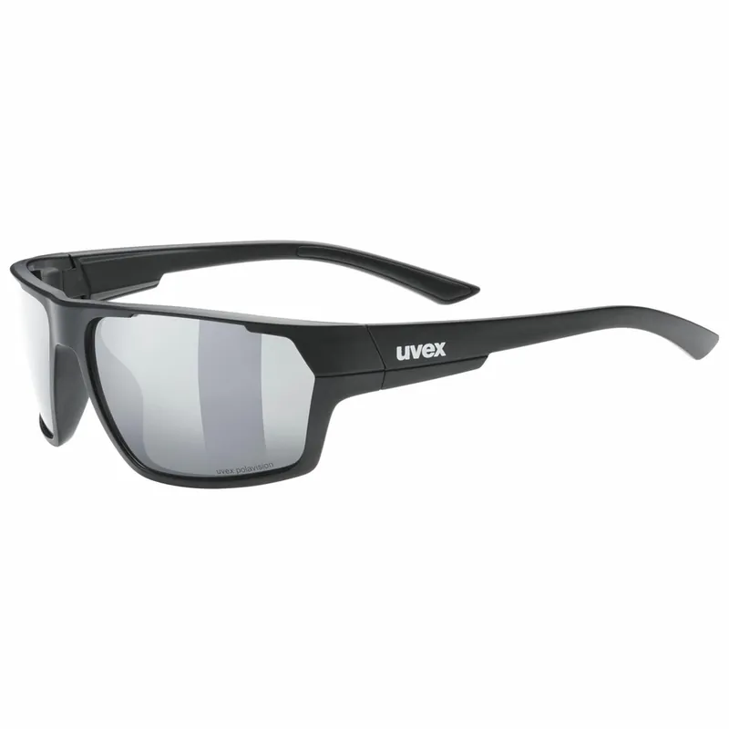Bril Uvex Sportstyle 233 P Black Mat / Polavision LiteMirror Silver (CAT. 3) Express Levering