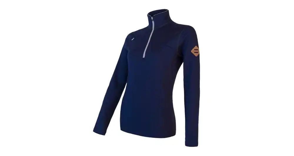 Dames sweatshirt Sensor Merino Bovenwerk korte rits diepblauw S Hete Deal