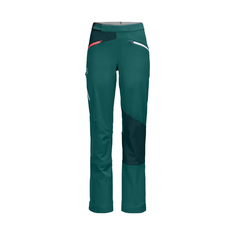 Laatste Versie Dames softshell- en skibergbroek Ortovox W‘s Col Becchei Pants Pacific groen XS