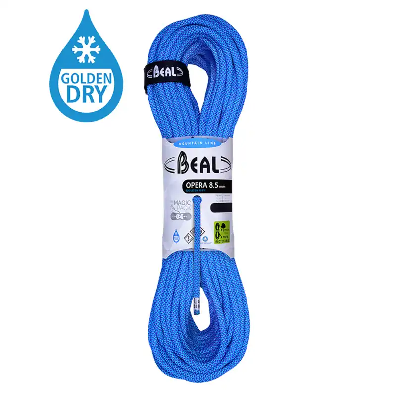 Direct Verzonden Beal Opera golden dry 8,5mm Blue touw 80 meter