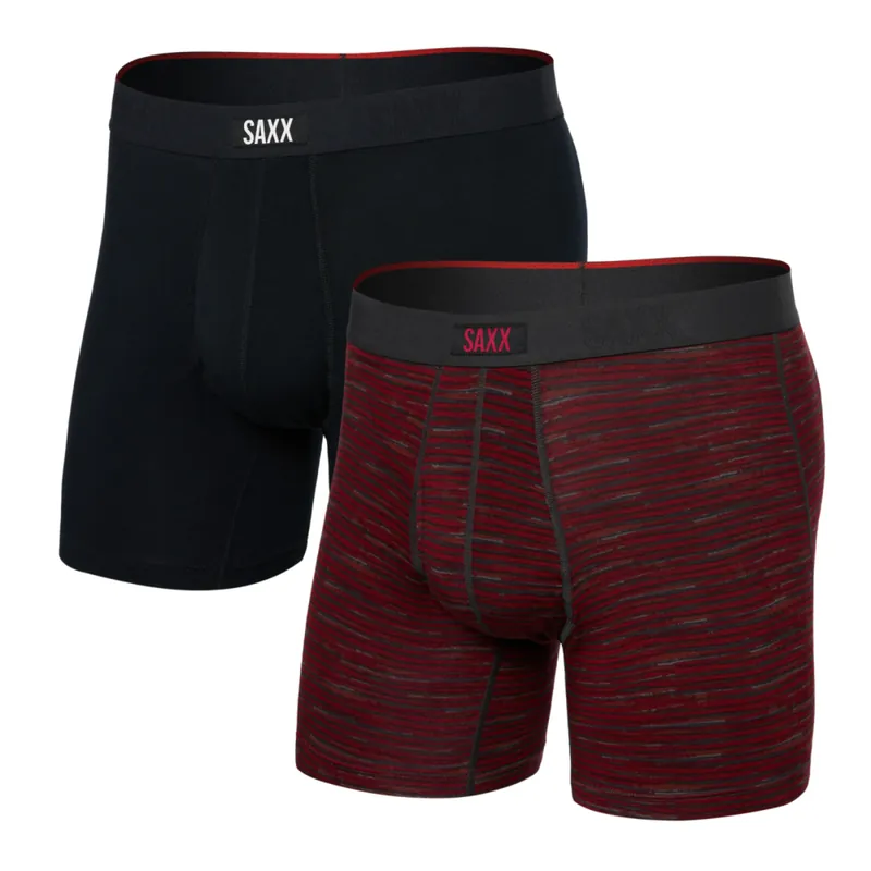 Herenset Saxx Vibe Xtra Boxer Brief Fly 2Pk Spacedye Stripe/Zwart S Koop Vandaag