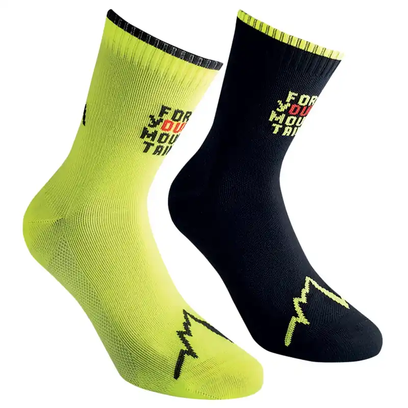 La Sportiva FOR YOUR MOUNTAIN SOCKS Black/Neon 47-48 EU Koop Vandaag