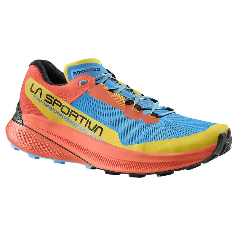 Bestseller La Sportiva Prodigio heren trailrunningschoen Tropic Blue/Cherry Tomato 45 EU