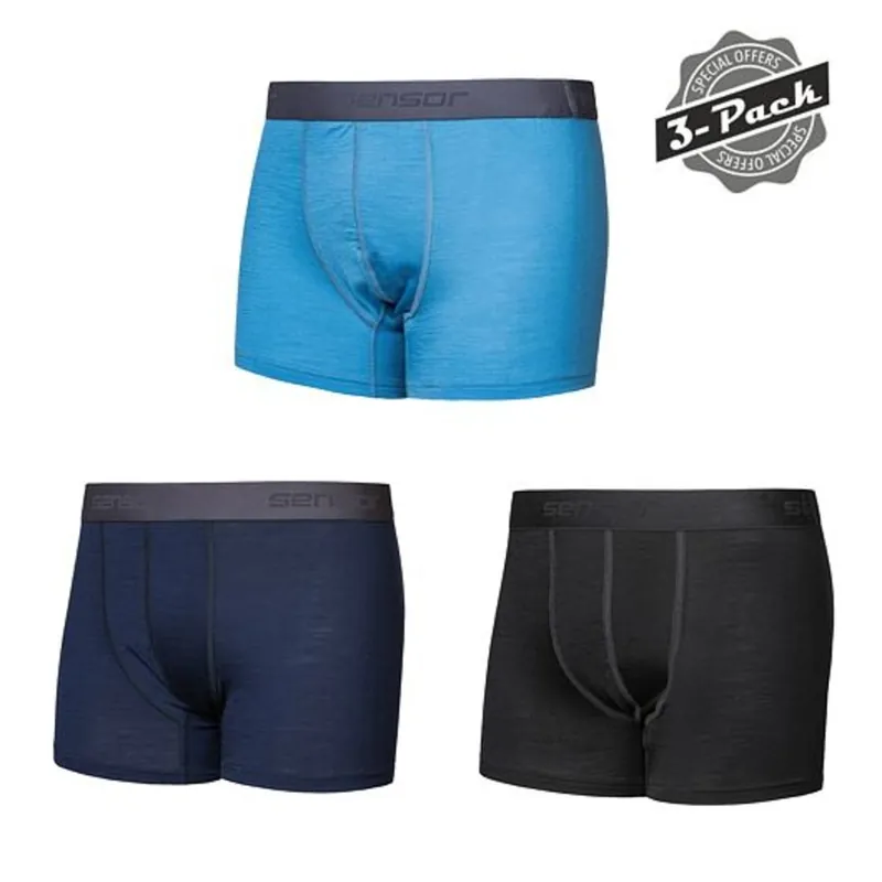 Merkproduct Heren boxershorts Sensor MERINO ACTIVE 3-PACK zwart/blauw/deep blue S