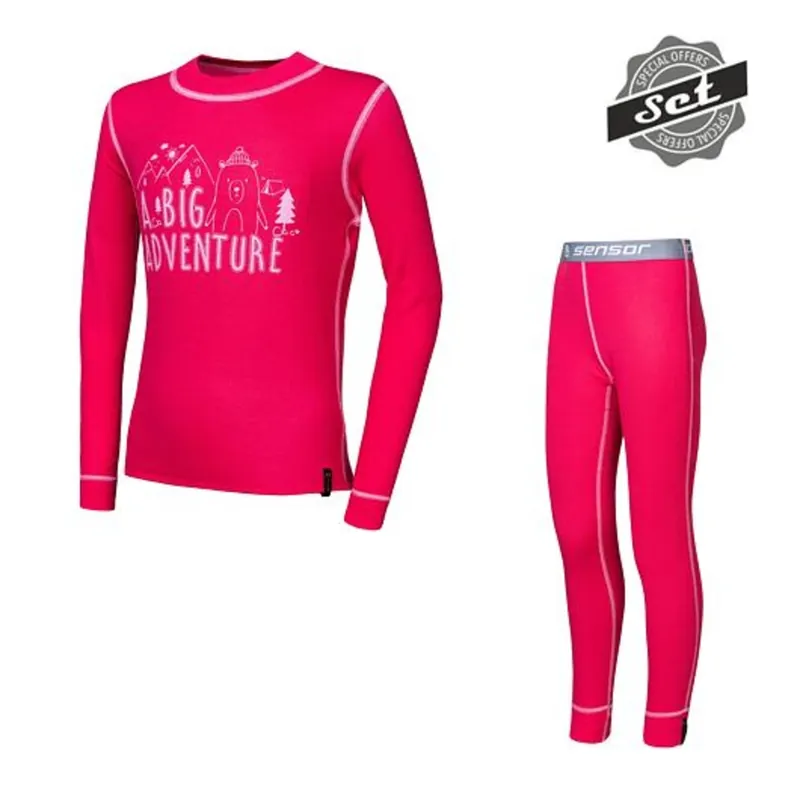 Superprijs Kinder shirt lange mouw + broek Sensor DOUBLE FACE SET ADVENTURE magenta 90