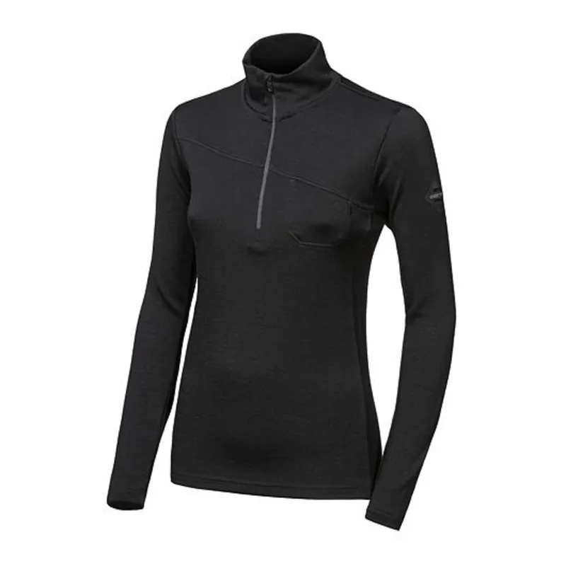 Dames sweatshirt lange mouw Sensor MERINO EXTREME UP rits zwart S Betrouwbaar