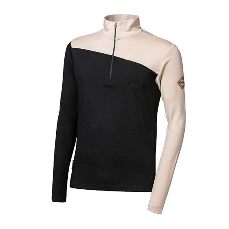 Beste Prijs Heren sweatshirt lange mouw rits Sensor MERINO EXTREME UP zwart/amandel beige S