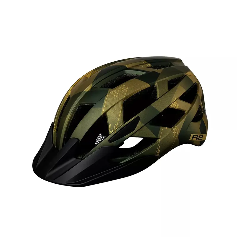 Uitverkoop Fietshelm R2 LUMEN JUNIOR donkergroen, donkergoud S 52-56cm