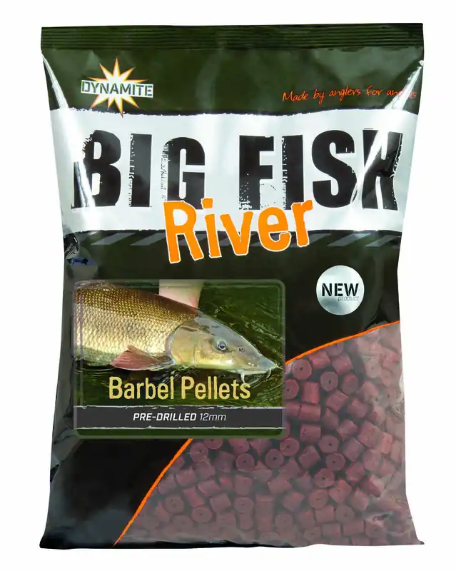 Dynamite Baits Big Fish River Barbel Pellets Pre-Drilled 1.8kg 15mm Gereduceerde Prijs