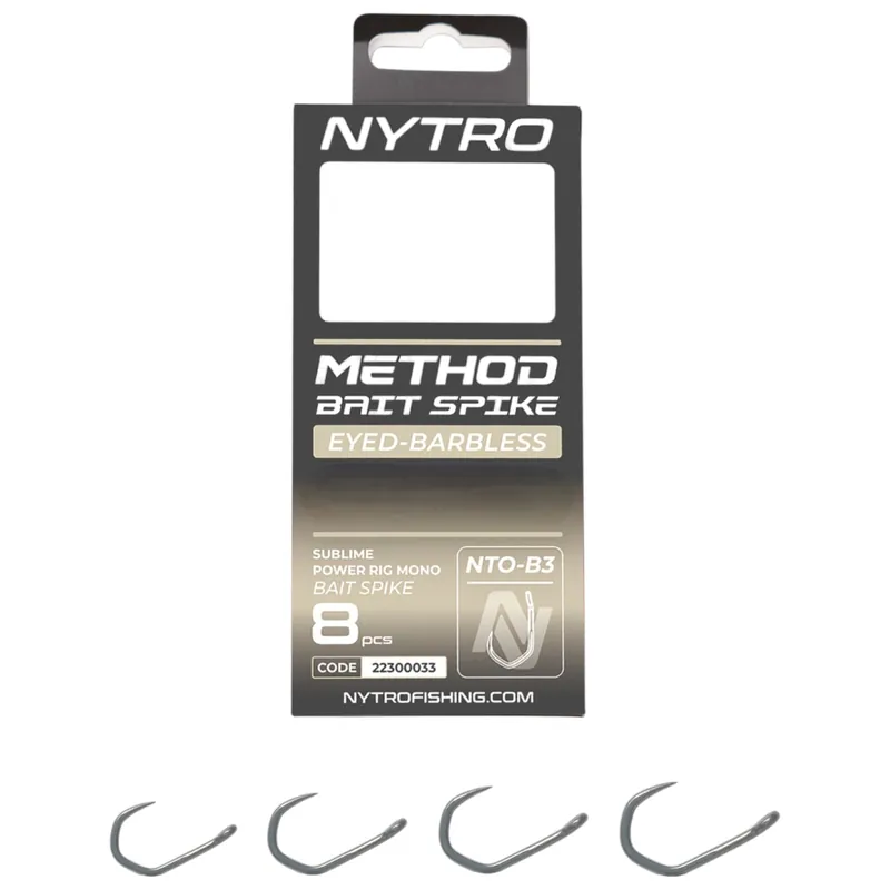 Alleen Vandaag Nytro NTO-B3 Barbless Method Bait Spike Ready Tied Rigs 10cm (8 Stuks) 16/0.19mm/6.2lb