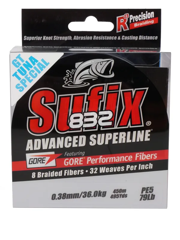 Sufix 832 GT Tuna Special Gevlochten Lijn 450m 22.80kg/0.28mm Express Levering