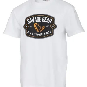 Savage Gear Badge Logo Tee White T-Shirt L Op = Op