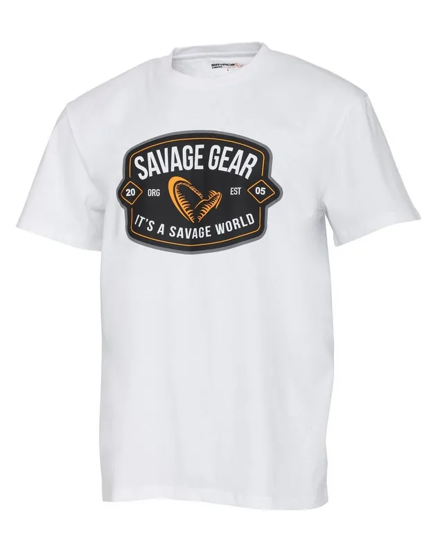 Savage Gear Badge Logo Tee White T-Shirt L Op = Op