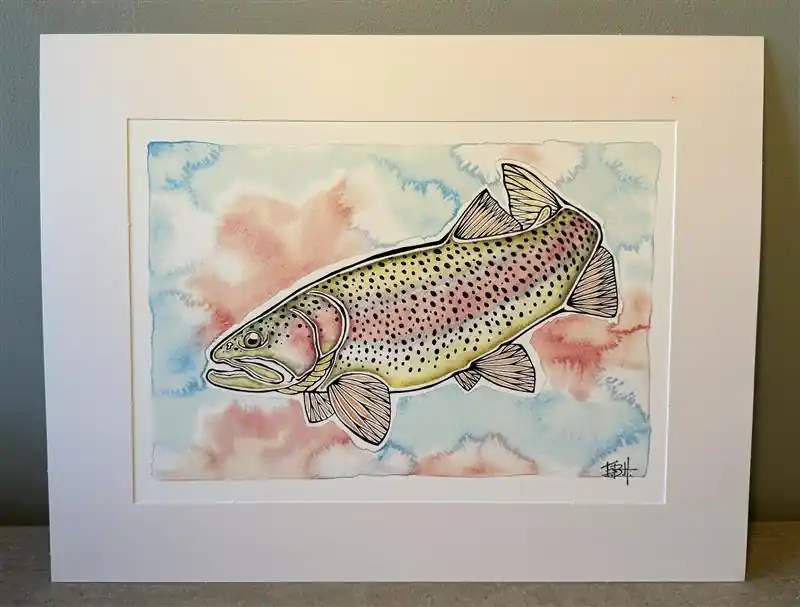 Beperkte Voorraad EBH Arts Vis Poster Rainbow Trout (Ingelijst)