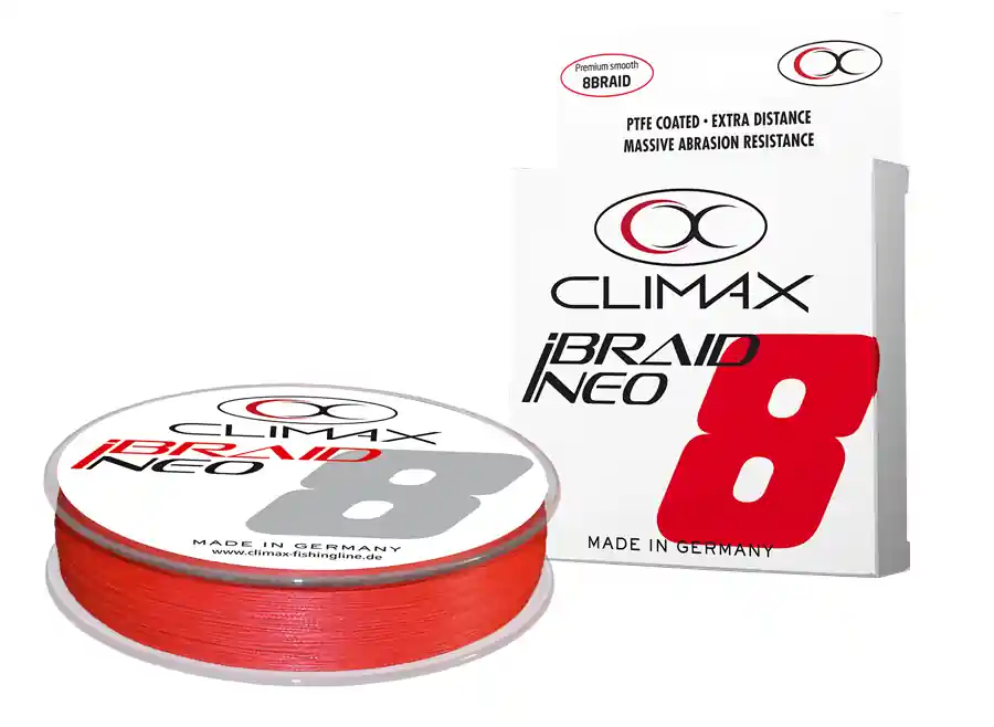 Beperkte Voorraad Climax IBraid NEO Fluo Red Gevlochten Lijn (275m) 0.22mm – 19.1kg