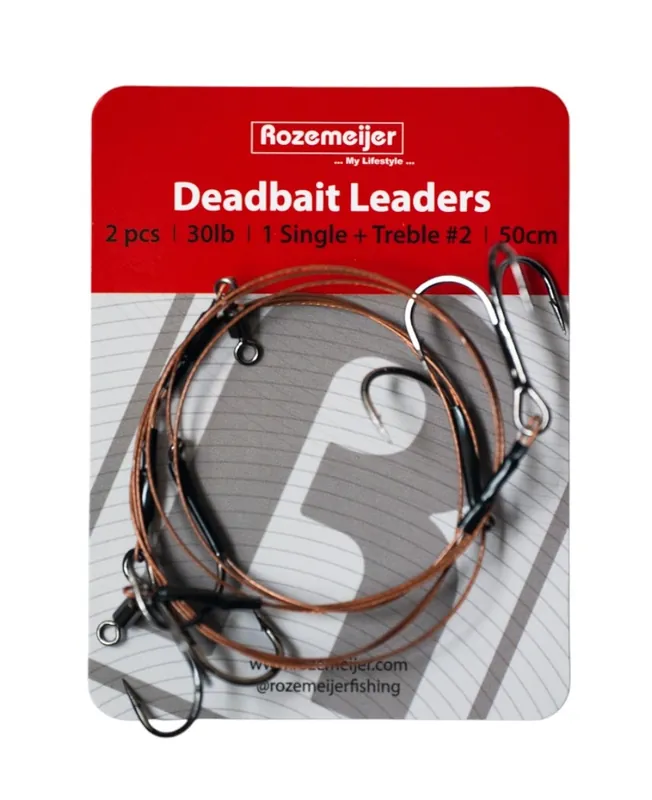 Rozemeijer Deadbait Leaders 1x Single + Treble 50cm 30lb (2 Stuks) 2 Beperkte Voorraad