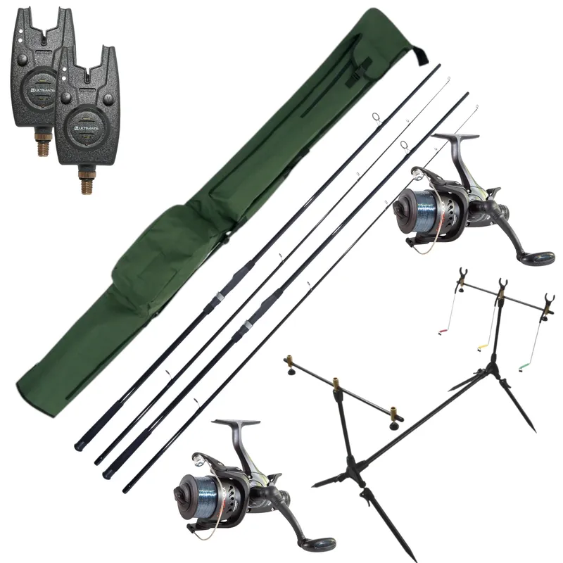 Ultimate Session Carp Set met hengels, molens, beetmelders, rod pod én foudraal! Populair