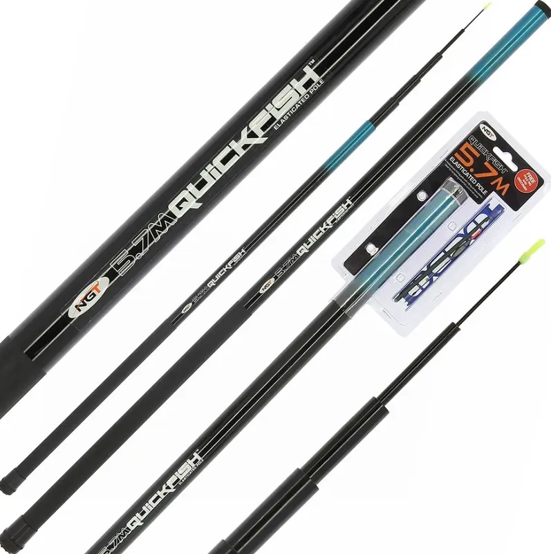Gereduceerde Prijs NGT Quickfish Combo Elasticated Vaste Hengel 5.7m (Incl. Tuigje & Onthaker)