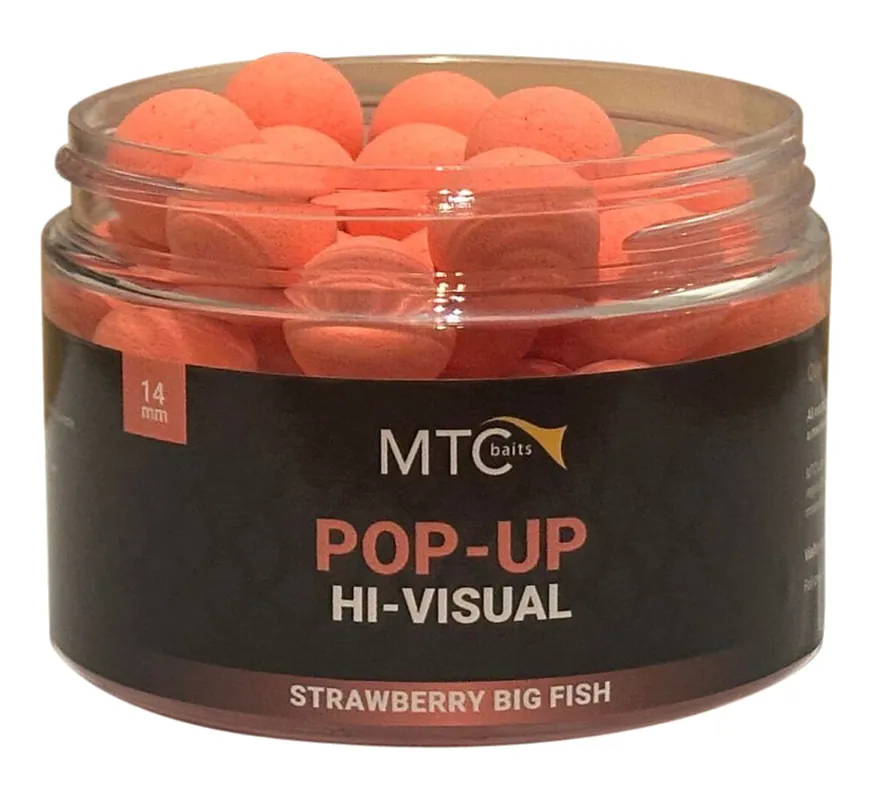 MTC Baits Strawberry Big Fish Pop-Ups Hi-Visual 18mm Gecertificeerd