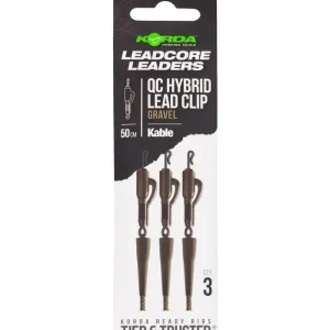 Bestel Nu Korda Kable Leadcore Leader Hybrid Lead Clip QC Swivel (50cm) (3 Stuks) Gravel