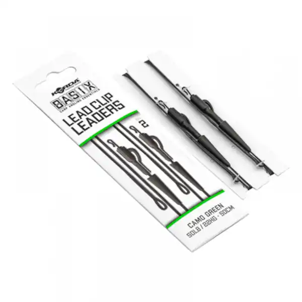 Gereduceerde Prijs Korda Basix Lead Clip Leaders 50cm (50lb/22kg) (2pcs)