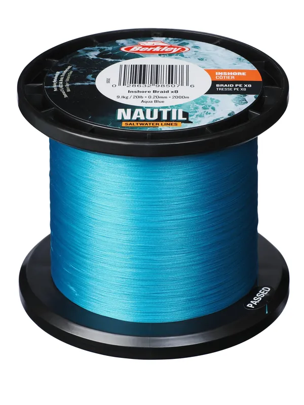 Berkley Nautil Inshore x8 Gevlochten Lijn Aqua Blue 2000m 0.12mm (5.4kg) Gecertificeerd