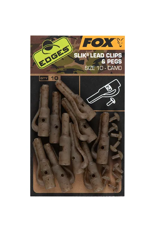 Fox Edges Camo Silk Lead Clip + Pegs Maat 10 (10 stuks) Weekendaanbieding
