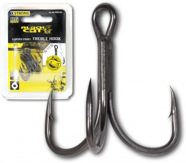 Black Cat Curved Point Treble Hook DG (5 stuks) 2/0 Express Levering