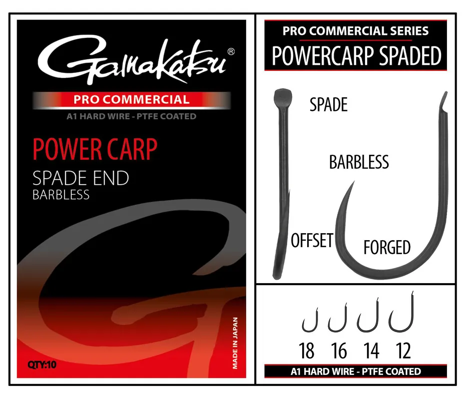 Speciale Aanbieding Gamakatsu Pro-C Powercarp Spade A1 PTFE BL Witvis Haak (10 stuks) 12