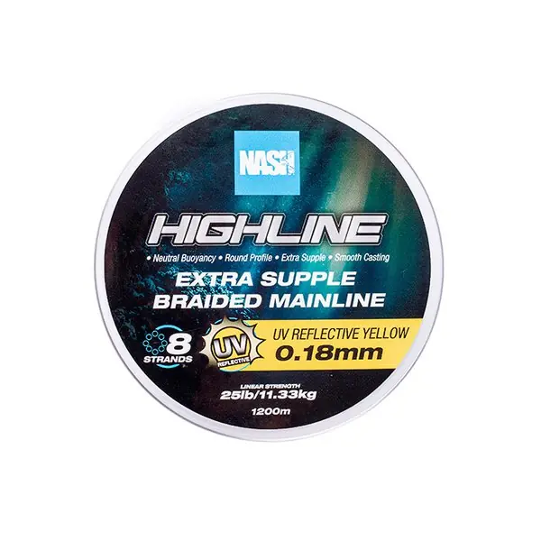 Nash TT Highline Floating Braid UV Yellow Gevlochten Lijn (1200m) 40lb/0.35mm Veilige Betaling