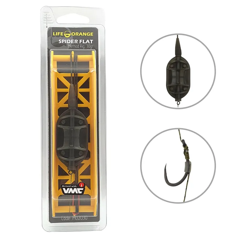 Koopje Life Orange Method Rig Spider Flat Onderlijn (70cm) 30g