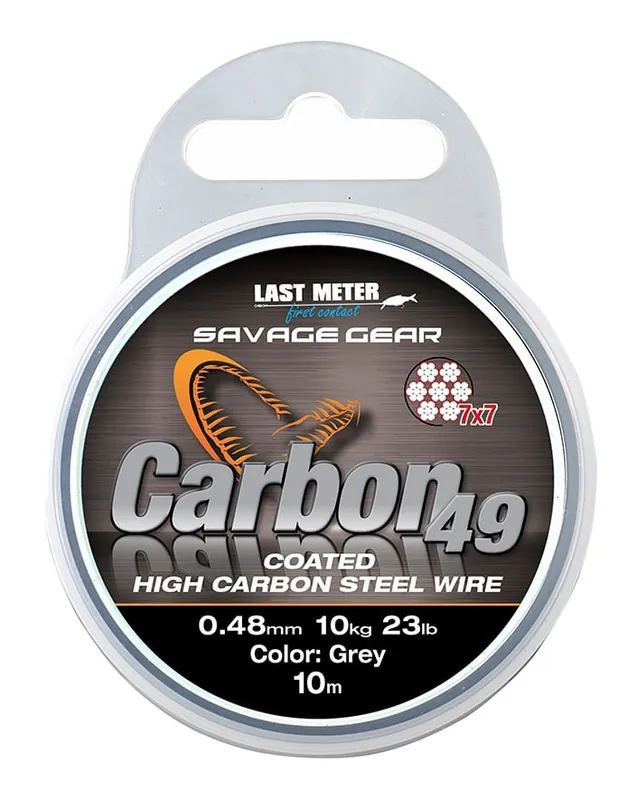 Savage Gear Carbon49 Steelwire Roofvis Onderlijnmateriaal (10m) 0.48mm / 11kg Beperkt Aanbod