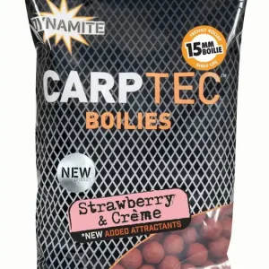 Shop Nu Dynamite Baits Carptec Strawberry & Crème Boilies (900g) 15mm
