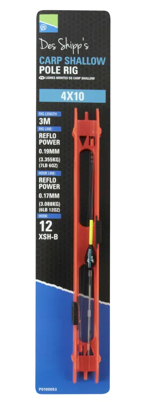 Favoriet Preston Des Shipp's Carp Shallow Pole Rig Onderlijn 0,19mm (Size 12) 4x16