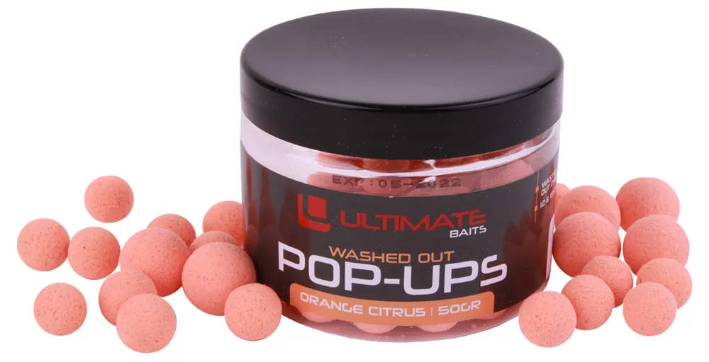 Ultimate Baits Washed Out Pop Ups 12+15mm Orange Citrus Bestel Nu