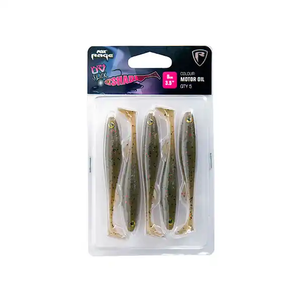 Fox Rage Slick Shad Motor Oil Ultra UV Packs 5pcs 7cm (5pcs) Direct Beschikbaar