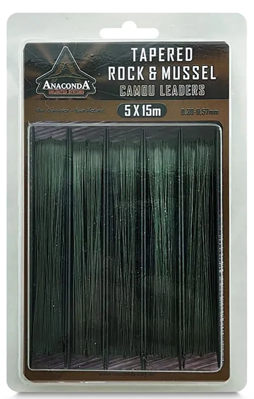 Anaconda Tapered Rock & Mussel Camou Leaders 15m (5 stuks) 0.33-0.57mm / 6.3-16.1kg Beste Prijs