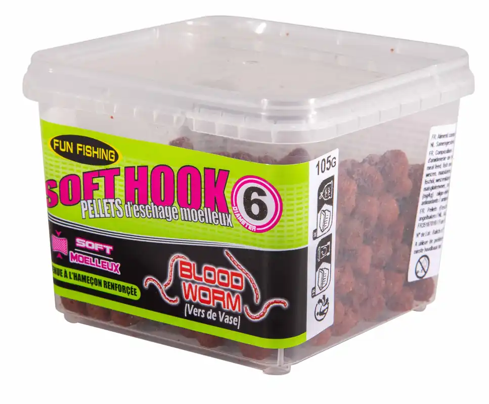 Superprijs Fun Fishing Soft Hook Pellets 6mm (110g) Blood Worm