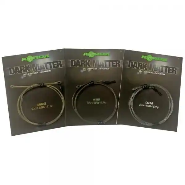 Direct Beschikbaar Korda Dark Matter Leader 50cm, QC Swivel Clear