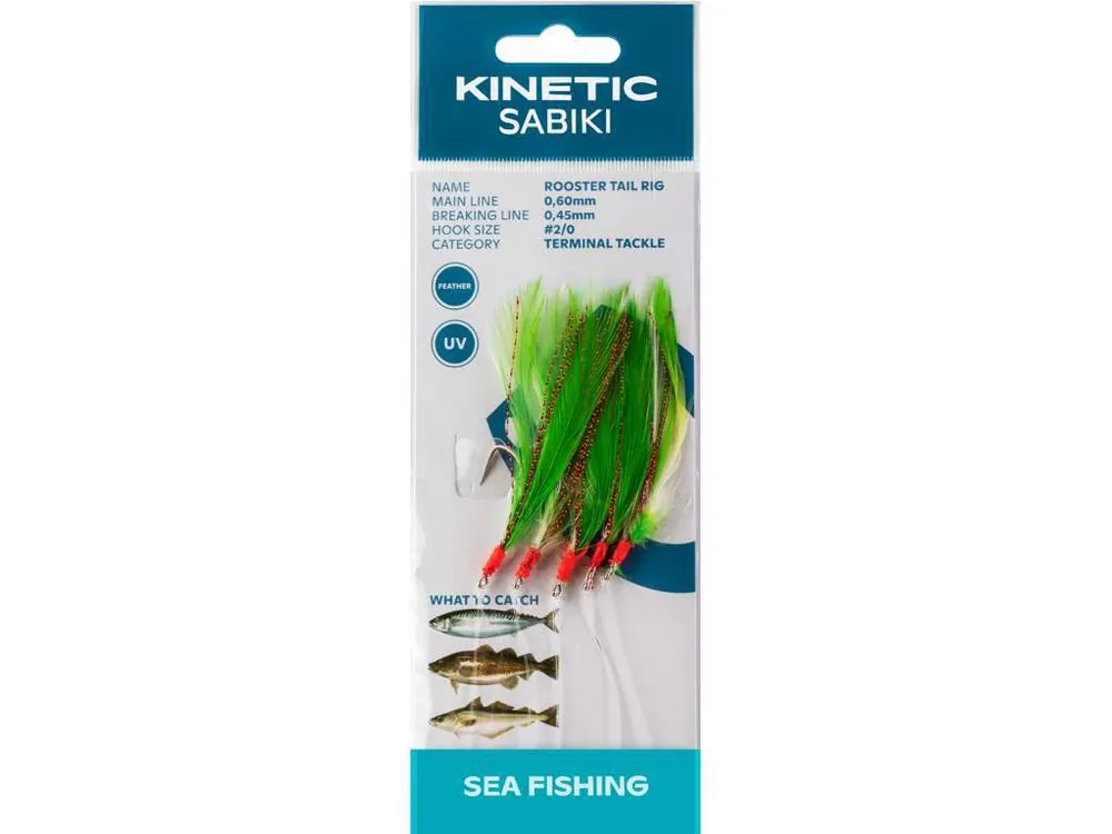 Kinetic Sabiki Rooster Tail Rig Green Copper Flash Direct Beschikbaar