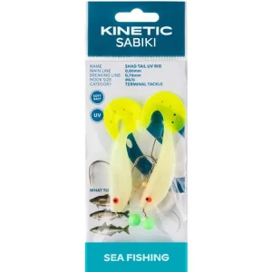 Alleen Vandaag Kinetic Sabiki Shad Tail UV Rig Glow/Yellow