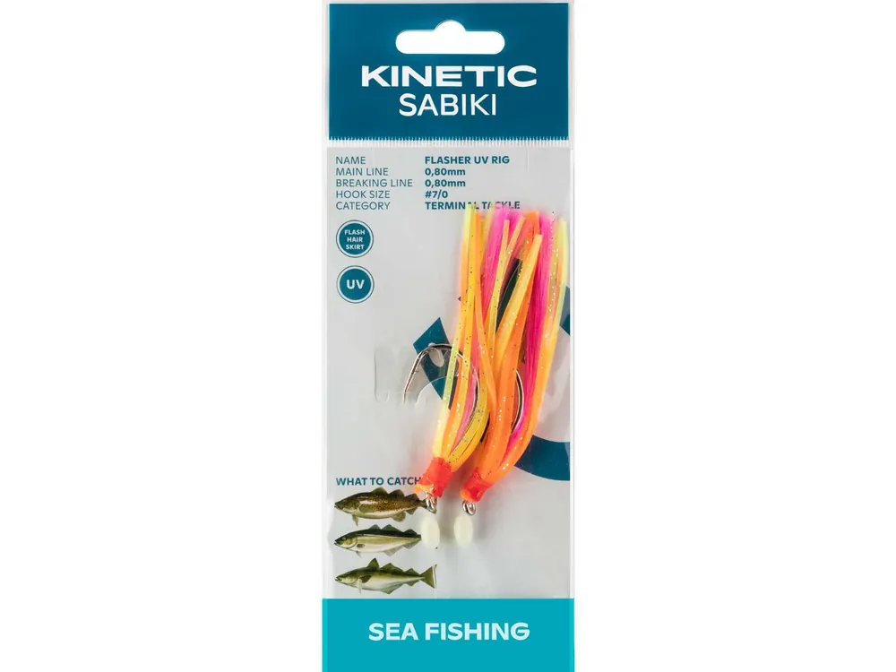 Beperkt Aanbod Kinetic Sabiki Flasher UV #7/0 Orange/Yellow/ Pink