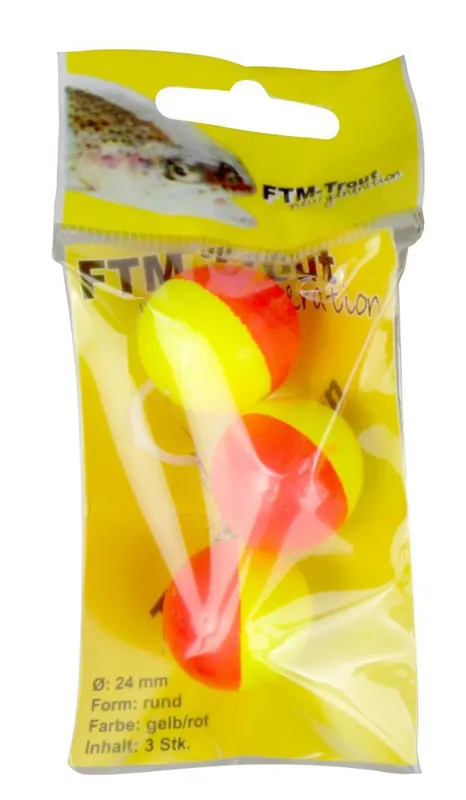 Laatste Kans FTM New Generation Trout Pilots Geel/ Rood Rond 24 mm